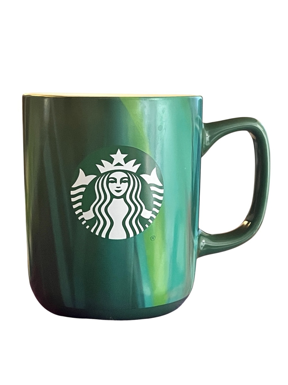 Starbucks 15 oz Green and White Ceramic Mug Base